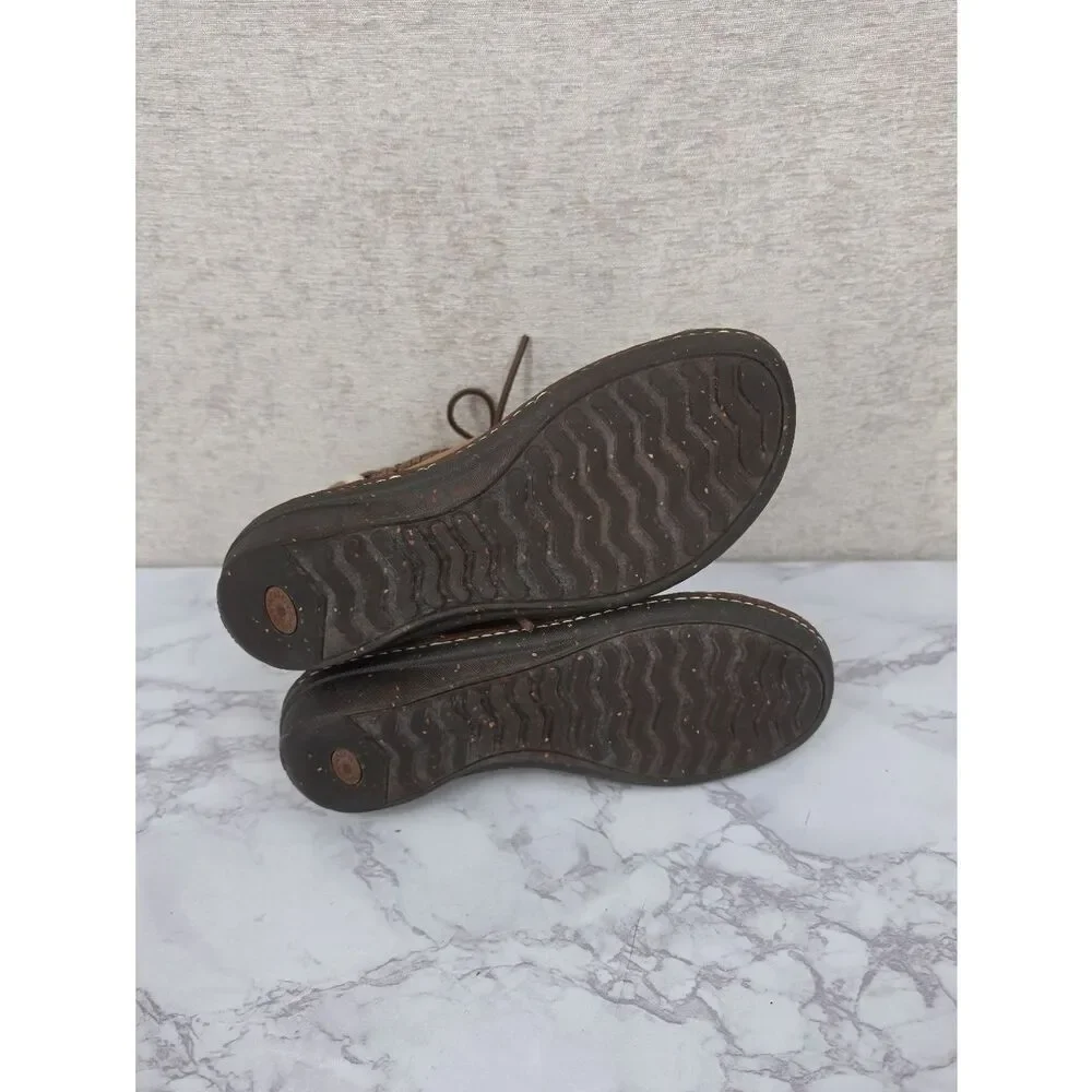 UGG Caspia 1932 Tan Leather Lace Up Ankle Sheepskin Warm Boots Womens Sz 9
